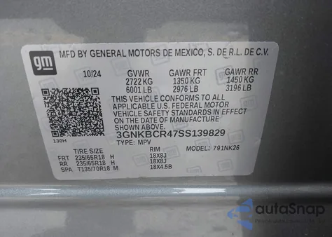 2025 Chevrolet Blazer Fwd 2Lt z USA, uszkodzony, nr VIN 3GNKBCR47SS139829